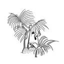 flamingo and palm tree tattoo design idea