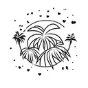 flamingo and palm tree tattoo design idea