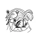 flamingo and palm tree tattoo design idea