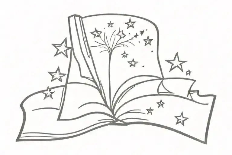 bookish with stars  tattoo design idea
