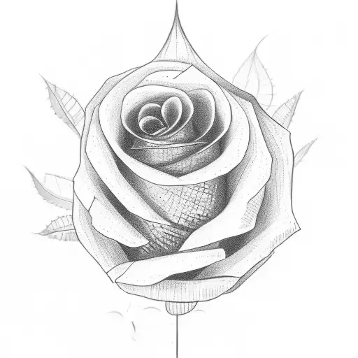 Simple rose on stalk tattoo design idea