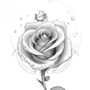 Simple rose on stalk tattoo design idea