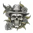 God and gangster skull tattoo design idea