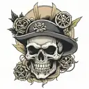 God and gangster skull tattoo design idea