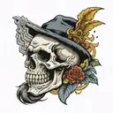 God and gangster skull tattoo design idea