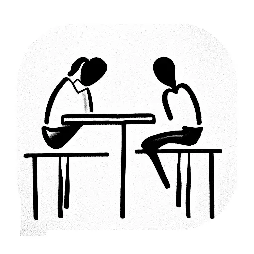 Couple With Falling Love Sitting School Desk In Class tattoo design idea