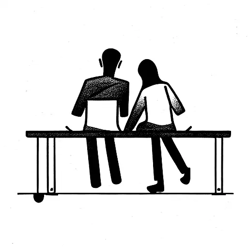 couple with love sitting school desk with school table classroom tattoo design idea
