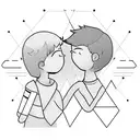 A boy and a girl falling in love while sitting during school. tattoo design idea