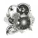 A unique design combining elements of galaxies and love to represent your devotion to your wife tattoo design idea