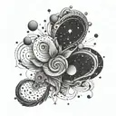 A unique design combining elements of galaxies and love to represent your devotion to your wife tattoo design idea