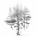 evergreen tree on fire tattoo design idea