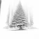 evergreen tree on fire tattoo design idea