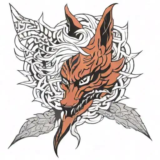 Kurama Naruto black and white tattoo tattoo design idea