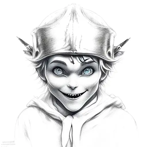 Peter pan grown old tattoo design idea