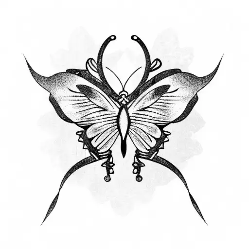 Butterfly anchor tattoo design idea