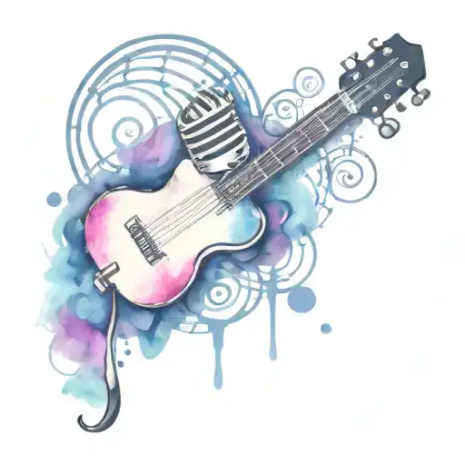 A psychological symbol merged with a rockabilly microphone and music notes tattoo design idea