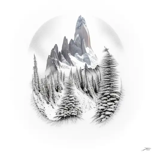 fitz roy mountain  tattoo design idea