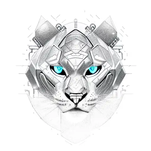 A cybernetic panther design inspired by the client's occupation as a machine operator, blending the mechanical and natural worlds tattoo design idea