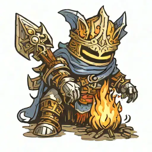 Incorporate the iconic bonfire from Dark Souls into a tattoo design tattoo design idea