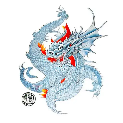 full sleeve dragon with koi fish and a demon and the meaning courage and determination, pain in silent and gain in a ba  tattoo design idea
