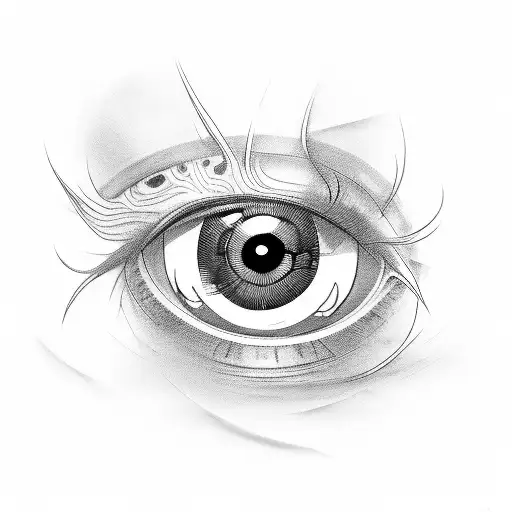 Eye,cyber, samurai,girl tattoo design idea