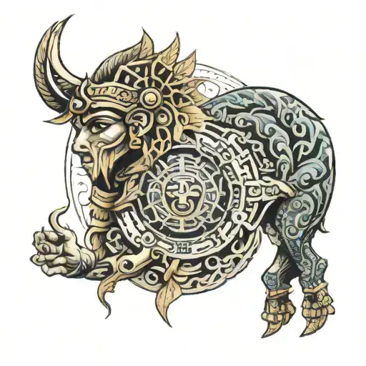 annunaki god with creation tattoo design idea