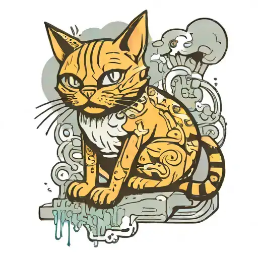 Schrodingers cat sitting tattoo design idea