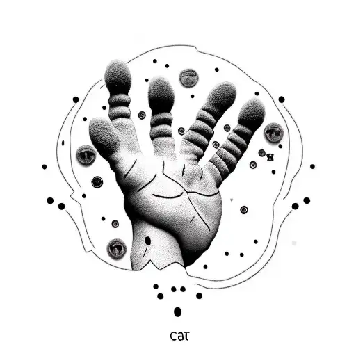 Cat paw with colored light dots on the knuckles tattoo design idea
