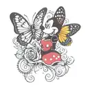 Create a Tattoo with the Name Skylar and minnie mouse it must have butterflies and starts. tattoo design idea