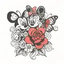 Create a Tattoo with the Name Skylar and minnie mouse it must have butterflies and starts. tattoo design idea