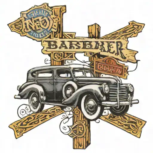 cross street signs of "Barrios" and "Studebaker" tattoo design idea