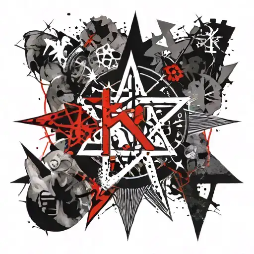 Combining the letters K, K, L, V, M into one symbol. It should look a bit like a satanic star. tattoo design idea