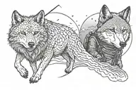 fisherman and a wolf tattoo design idea