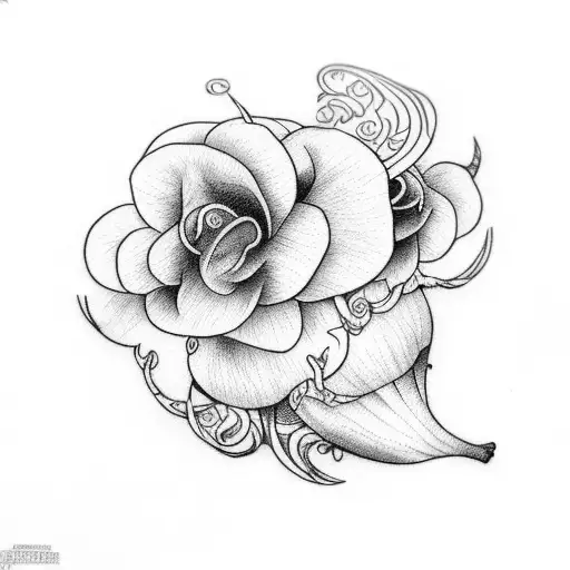 bleeding heart flower branch tattoo design idea