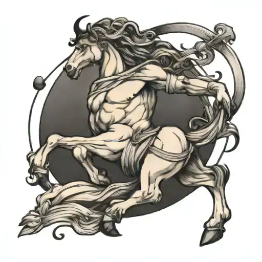 bandaged centaur bending a bow tattoo design idea