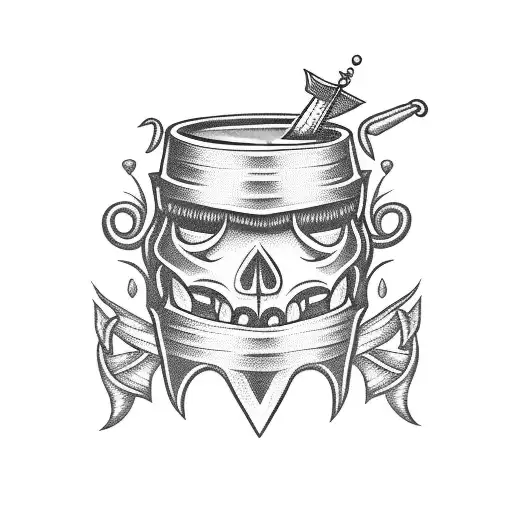  tiki mug with Caribbean fills tattoo design idea