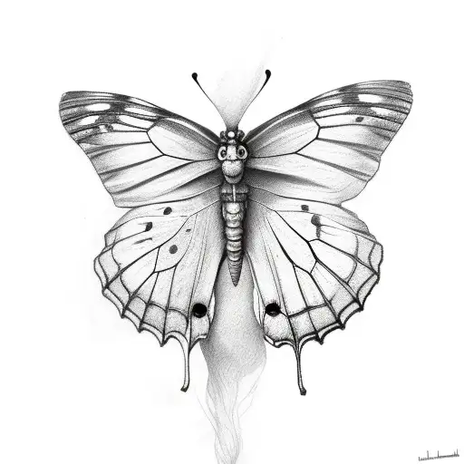 butterfly with human spine tattoo design idea