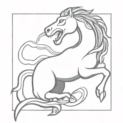 snake and horse inside lion's roar connected to snake tattoo design idea