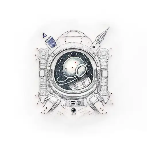 astronaut floating tattoo design idea