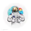 astronaut floating tattoo design idea