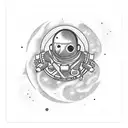 astronaut floating tattoo design idea