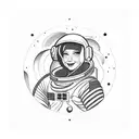 astronaut floating tattoo design idea