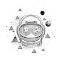 astronaut floating tattoo design idea