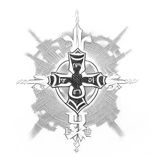 duty respect integrity honor drawn into a cross tattoo design idea