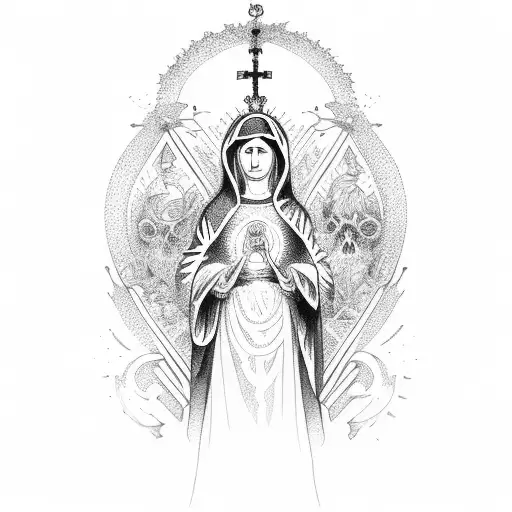 virgen maria tattoo design idea