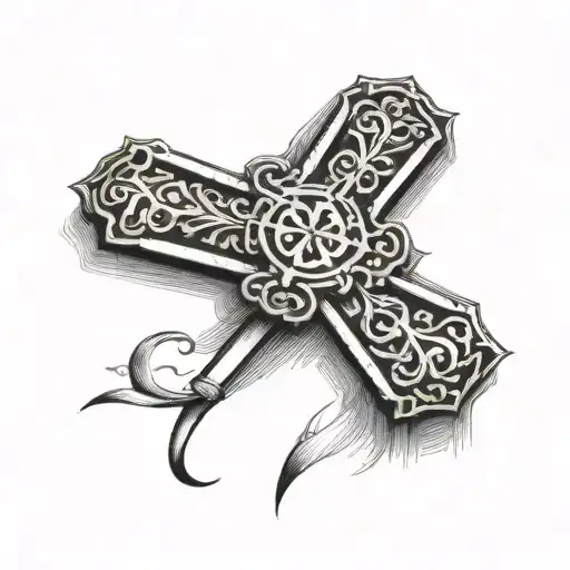 Orthodox Cross with words "The Way, The Truth, The Life" tattoo design idea