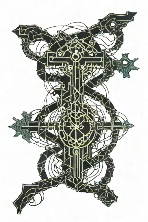 poison tree with rosary wrapped loosely tattoo design idea