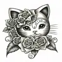 hello kitty with trans flag and flowers intertwined tattoo design idea