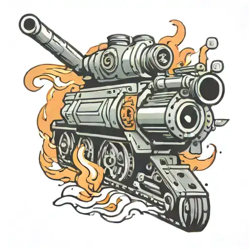 tank firing gun tattoo design idea