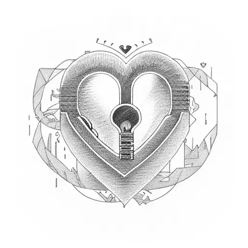 Heart-shaped lock with a Hayley Aurora key tattoo design idea